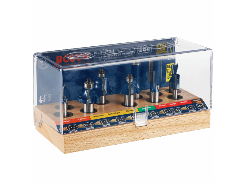 BOSCH® AllPurpose Professional CarbideTipped 10Piece Router Bit Set