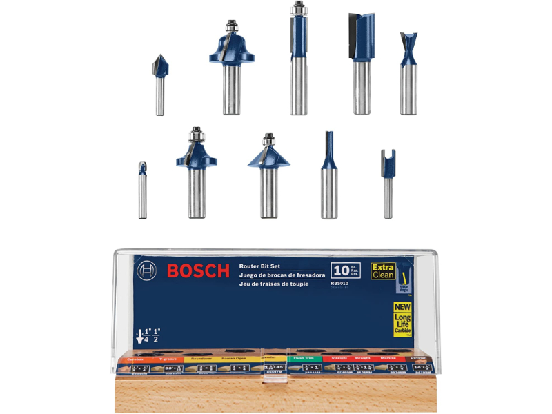 BOSCH® AllPurpose Professional CarbideTipped 10Piece Router Bit Set