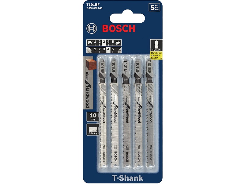 BOSCH® 10 TPI Variable Pitch Clean for Hardwood TShank Jig Saw Blades