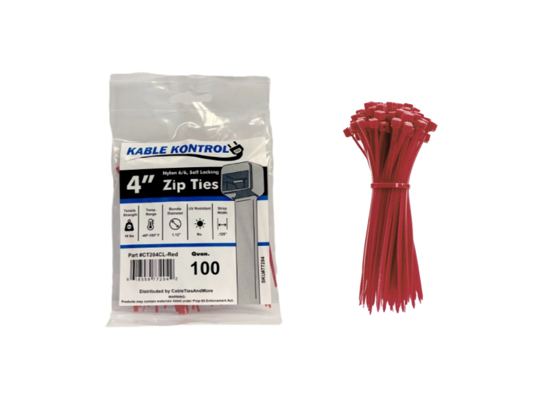 500 Red 8" inch Wire Cable Zip Ties Nylon Tie Wraps 50lb USA Made Tiger Ties 