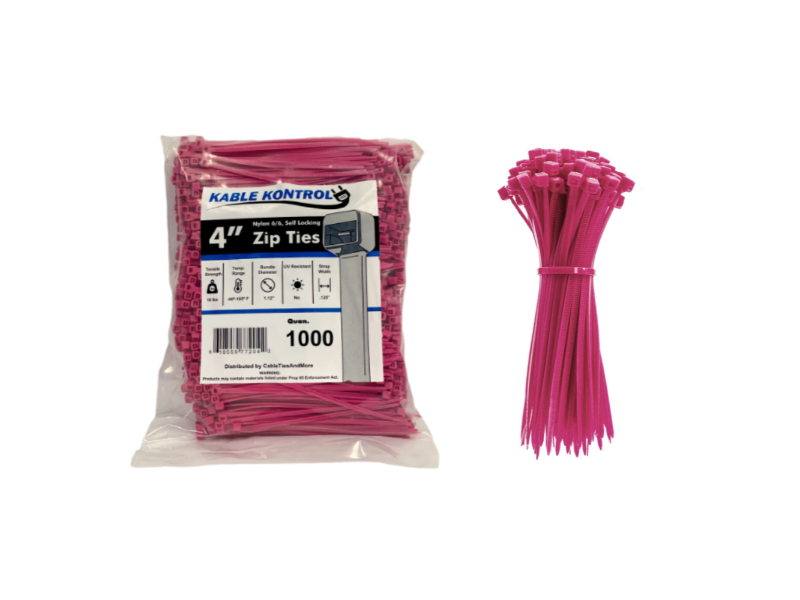Fluorescent Pink Zip Ties & Cable Ties Wire Ties Kable Kontrol®