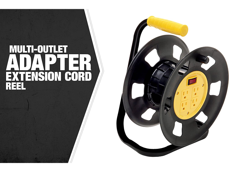 Woods Designers Edge Extension Cord Storage Reel With MultiOutlet Adapter
