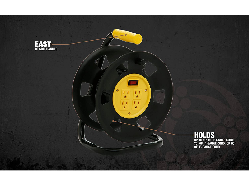Woods Designers Edge Extension Cord Storage Reel With MultiOutlet Adapter