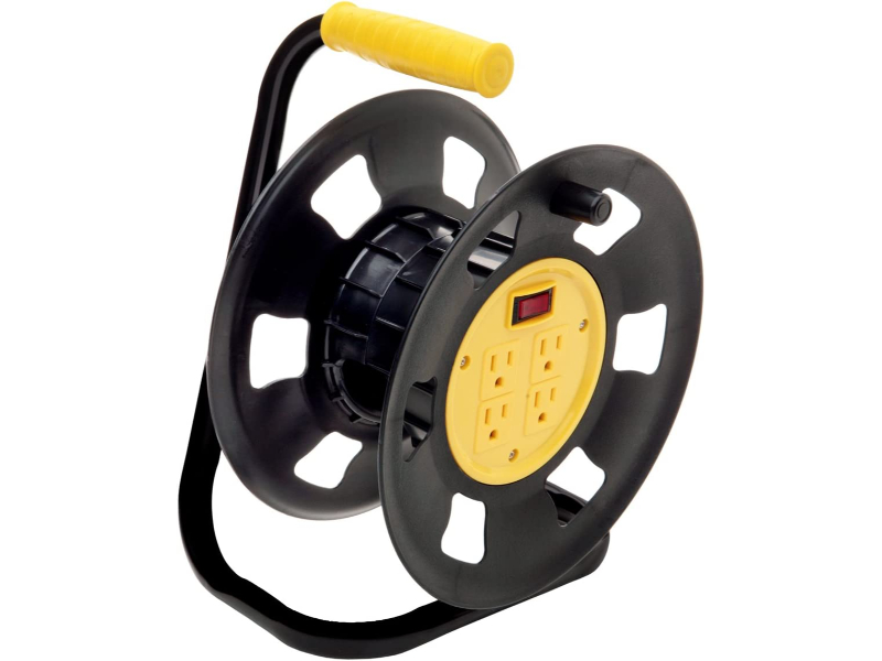 Woods Designers Edge Extension Cord Storage Reel With Multi-Outlet Adapter