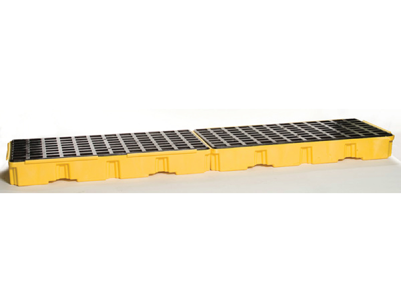 26 Length Eagle 1633 Yellow and Black Polyethylene Single Drum Modular Spill Platform with Grating Pack of 3 2000 lbs Load Capacity 26.25 Width 6.5 Height 