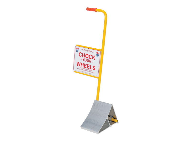 Vestil® Aluminum Wheel Chock with Handle and Sign