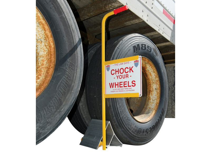 Vestil® Aluminum Wheel Chock with Handle and Sign