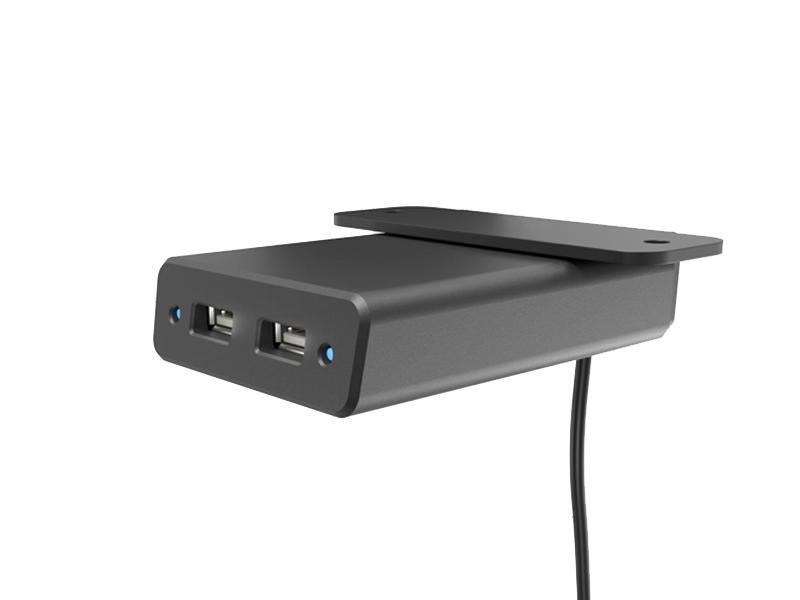 HumanCentric Under Desk USB Charging Station Computer Gaming and PC Accessory | Under Desk USB Charger with 3X USB-A Ports Black