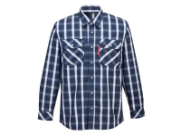 PORTWEST FR Bizflame 88/12 Plaid Shirt - S - Navy