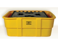 eag-1683-yellow polyethylene ibc spill tub with support for chemical spill containment