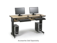 Kendall Howard 60 inch adjustable work desk in hard rock maple with dual CPU holders and keyboard trays