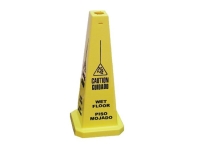 Lamba yellow cone, marked bilingual 'wet floor'