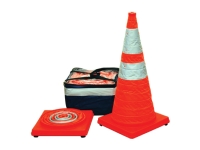 Pop-up safety cones, orange w/silver banner