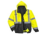 us365 portwest hi vis 3 in 1 bomber jacket lined in yellow