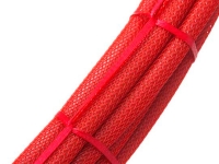 red techlace lacing tape in use with cable bundle made by techflex