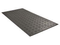 Black standard ground protection alturnamat with diamond tread, dimension include 2' x 4', 3' x 6', and 4' x 8'