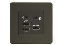 Black mediahub UHD in surface power & data grommet, TA-3360-bk