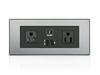 Black brushed aluminum powerhub USB in surface power and data grommet, ta-7535us-usn2-ba