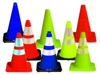 jbc traffic cones in different colors and sizes with black base