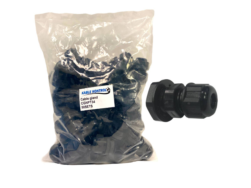 M75 Black Nylon Cable Gland IP68 56-66mm cable dia with lock nut and washer 