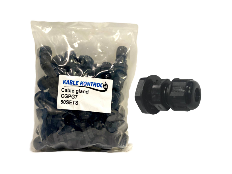 50 Pc 1/4 Inch 1/4 0.25 NPT Black Nylon Cable Gland Strain Relief with Gasket and Locknut 50 Pack 