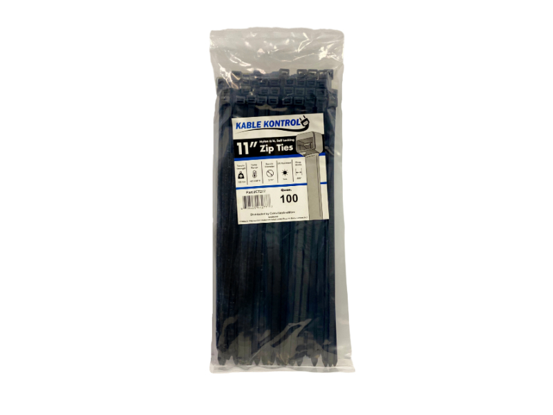 400 Pack Cable Tie UV Black ECM 8" Ultra Light Duty 18 LB 