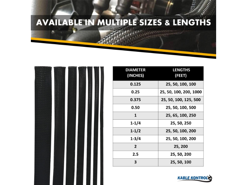Kable Kontrol® Expandable PET Braided Cable Sleeving Wire Mesh loom