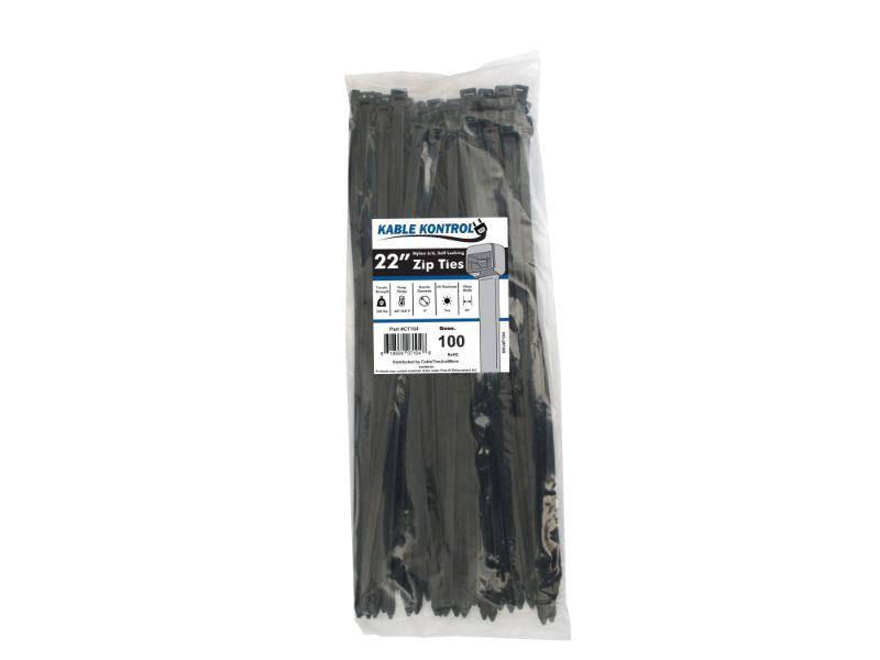 NYLON BLACK CABLE TIES 8" LONG UV RESISTANT 75LB 100/PKG S11-4 POWER PHASE STAN 