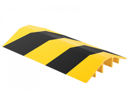 Black and yellow aluminum cable hose protector with 36 Black and yellow aluminum cable hose protector with 36