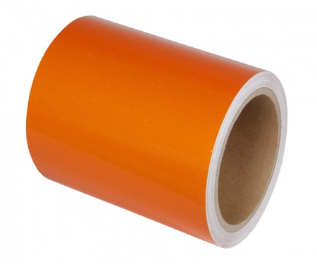 Orange engineer grade barrel drum channelizer reflective tape with 50 yard length and 6 inch width