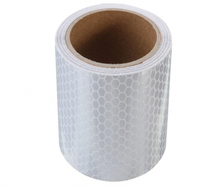 White high intensity barrel drum channelizer reflective tape with 50 yard length and 4 inch width