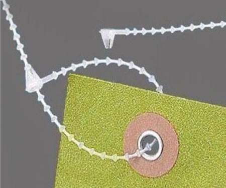 In use natural beaded security cable tie In use natural beaded security cable tie