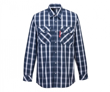 PORTWEST FR Bizflame 88/12 Plaid Shirt - S - Navy