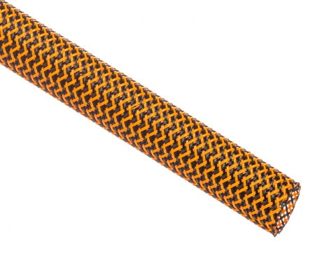 black and neon orange Techflex tight weave braided sleeving black and neon orange Techflex tight weave braided sleeving