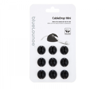 Black mini cabledrop cord organizer, 9 pack, blcdm-bk