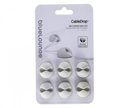 White BlueLounge cabledrop cord organizer, 6pack, blcd-wh