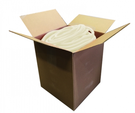 Beige split wire loom tubing in a box