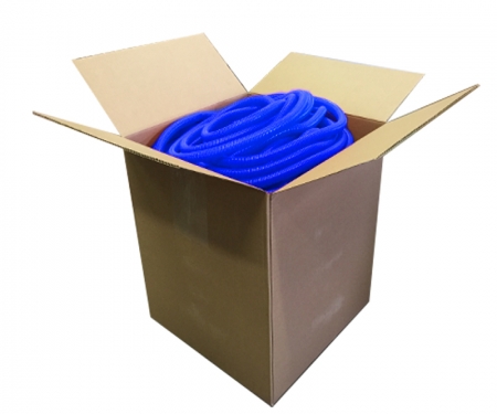 Blue split wire loom tubing in a box Blue split wire loom tubing in a box