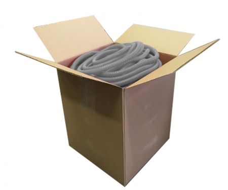 Gray split wire loom tubing in a box