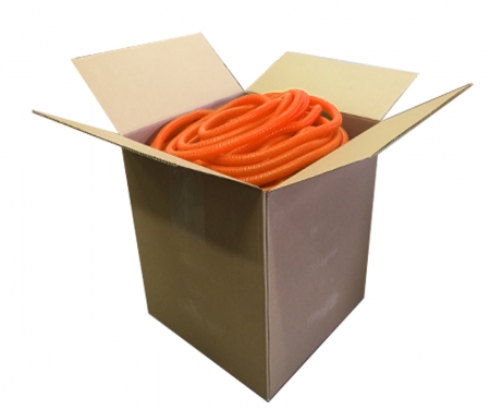 Orange split wire loom tubing in a box