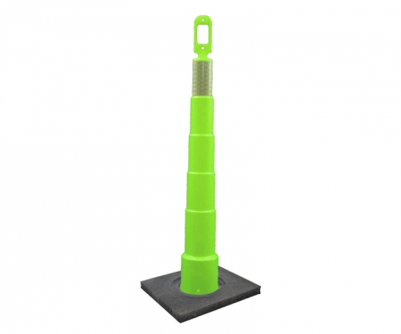 Cortina Grip n Go lime green traffic channelizer cone with 1 reflective 6 inch collar, high intensity 10 lb square base, and 42 inch height Cortina Grip n Go lime green traffic channelizer cone with 1 reflective 6 inch collar, high intensity 10 lb square base, and 42 inch height