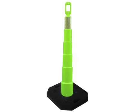 Cortina Grip n Go lime green traffic channelizer cone with 1 reflective 6 inch collar, high intensity 30 lb rectangle base, and 42 inch height Cortina Grip n Go lime green traffic channelizer cone with 1 reflective 6 inch collar, high intensity 30 lb rectangle base, and 42 inch height