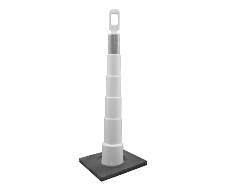 Cortina Grip n Go white traffic channelizer cone with 1 reflective 6 inch collars, high intensity 10 lb square base, and 42 inch height Cortina Grip n Go white traffic channelizer cone with 1 reflective 6 inch collars, high intensity 10 lb square base, and 42 inch height