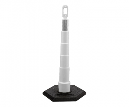 Cortina Grip n Go white traffic channelizer cone with 1 reflective 6 inch collars, high intensity 16 lb hexagon base, and 42 inch height Cortina Grip n Go white traffic channelizer cone with 1 reflective 6 inch collars, high intensity 16 lb hexagon base, and 42 inch height
