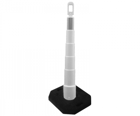 Cortina Grip n Go white traffic channelizer cone with 1 reflective 6 inch collars, high intensity 30 lb rectangle base, and 42 inch height Cortina Grip n Go white traffic channelizer cone with 1 reflective 6 inch collars, high intensity 30 lb rectangle base, and 42 inch height
