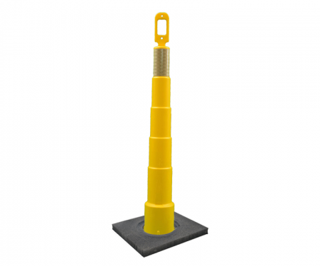 Cortina Grip n Go yellow traffic channelizer cone with 1 reflective 6 inch collars, high intensity 10 lb square base, and 42 inch height Cortina Grip n Go yellow traffic channelizer cone with 1 reflective 6 inch collars, high intensity 10 lb square base, and 42 inch height