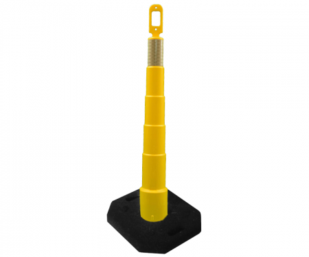 Cortina Grip n Go yellow traffic channelizer cones with 1 reflective 6 inch collars, high intensity 30 lb rectangle base, and 42 inch height Cortina Grip n Go yellow traffic channelizer cones with 1 reflective 6 inch collars, high intensity 30 lb rectangle base, and 42 inch height