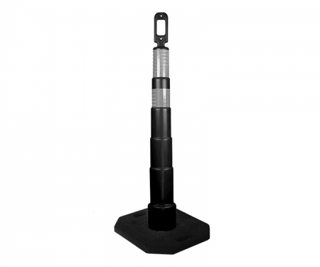 Cortina Grip n Go black traffic channelizer cone with 2 reflective (6) 4 inch collar, high intensity 30 lb rectangle base, and 42 inch height Cortina Grip n Go black traffic channelizer cone with 2 reflective (6) 4 inch collar, high intensity 30 lb rectangle base, and 42 inch height