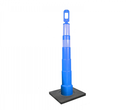 Cortina Grip n Go blue traffic channelizer cone with 2 reflective (6) 4 inch collar, high intensity 10 lb square base, and 42 inch height Cortina Grip n Go blue traffic channelizer cone with 2 reflective (6) 4 inch collar, high intensity 10 lb square base, and 42 inch height