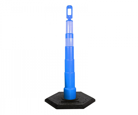 Cortina Grip n Go blue traffic channelizer cone with 2 reflective (6) 4 inch collar, high intensity 16 lb hexagon base, and 42 inch height Cortina Grip n Go blue traffic channelizer cone with 2 reflective (6) 4 inch collar, high intensity 16 lb hexagon base, and 42 inch height